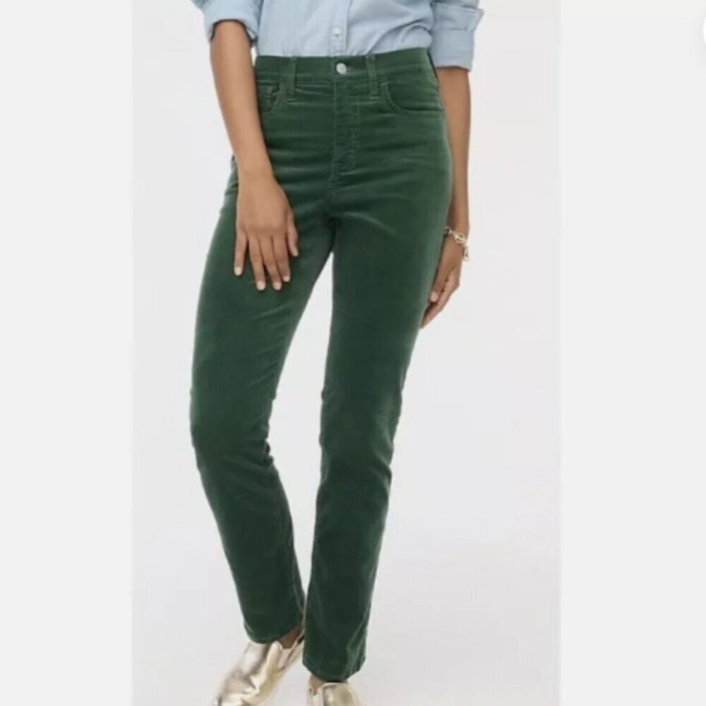 J. CREW Women's EUC Corduroy Straight‎ Leg Essential Pant Green | Size 32